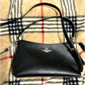 Classic Coach Leather Cross Body Purse Bag black EUC